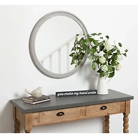 Round Gray Mansell Wood Wall Mirror