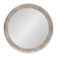 White Rustic Wood Round Wall Mirror