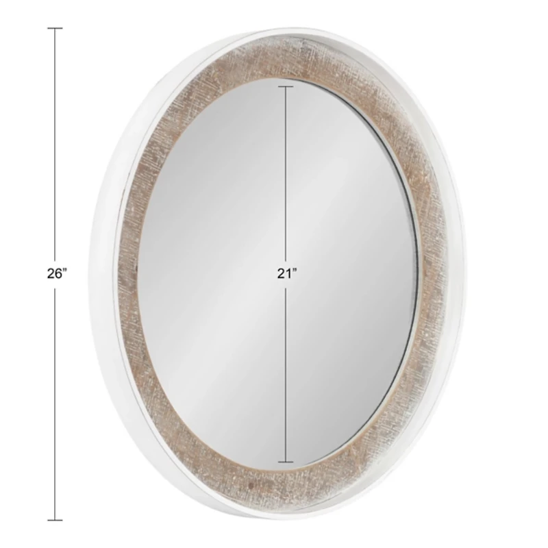 White Rustic Wood Round Wall Mirror