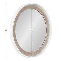 White Rustic Wood Round Wall Mirror