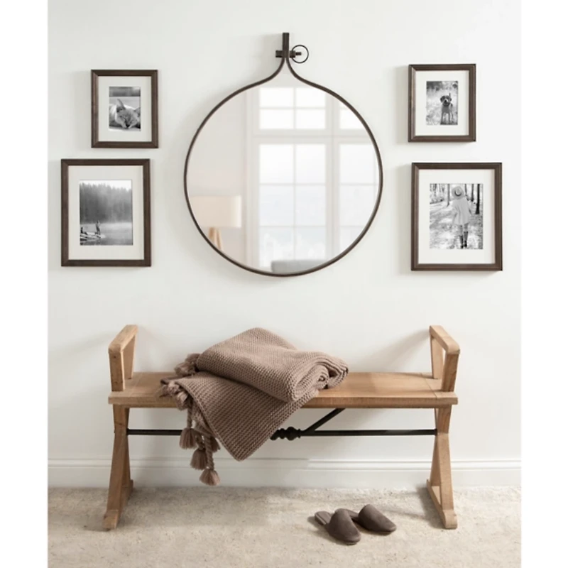 Bronze Metal Antique Round Wall Mirror