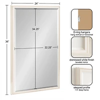 White Oakhurst Rectangle Wall Mirror, 36 in.