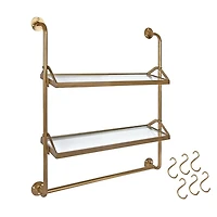 Merit Gold Metal Wall Shelf with Hooks