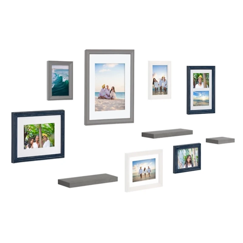 Gray & Navy 10-pc. Gallery Wall Frame & Shelf Set