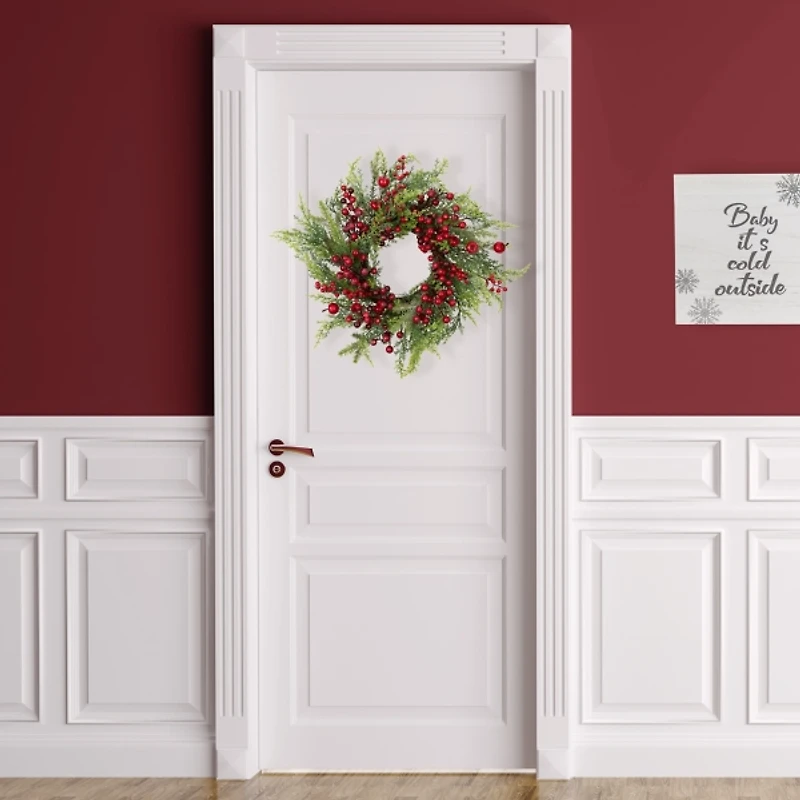 Frosted Berry and Crabapple Cedar and Pine Wreath