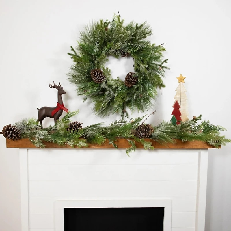 Frosted Pine and Cedar Wreath