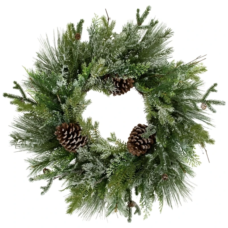 Frosted Pine and Cedar Wreath