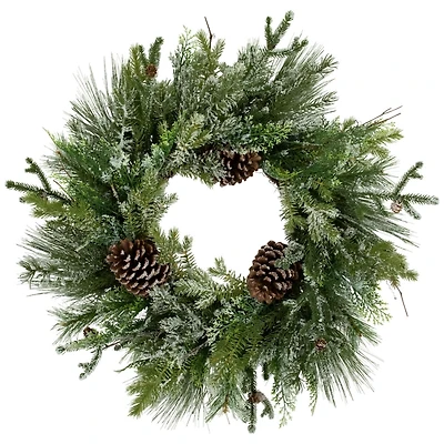 Frosted Pine and Cedar Wreath