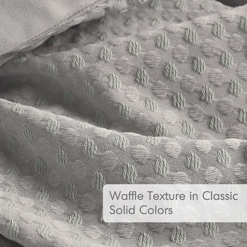 Gray Waffle Weave Full/Queen Comforter Set