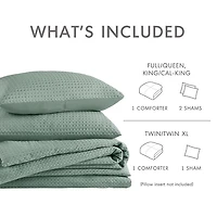 Green Waffle Weave Twin/Twin XL Comforter Set