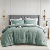 Green Waffle Weave Full/Queen Comforter Set