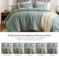 Green Waffle Weave Full/Queen Comforter Set