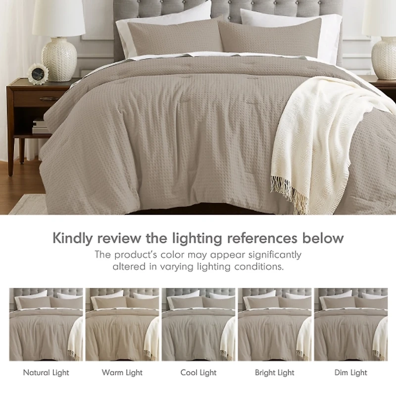 Neutral Waffle Weave Twin/Twin XL Comforter Set