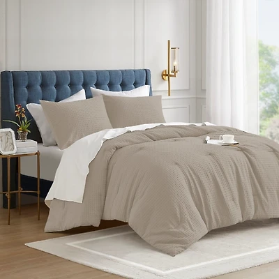 Neutral Waffle Weave Twin/Twin XL Comforter Set