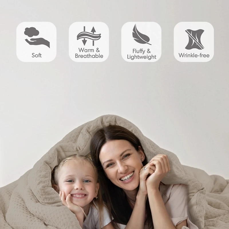 Neutral Waffle Weave Full/Queen Comforter Set