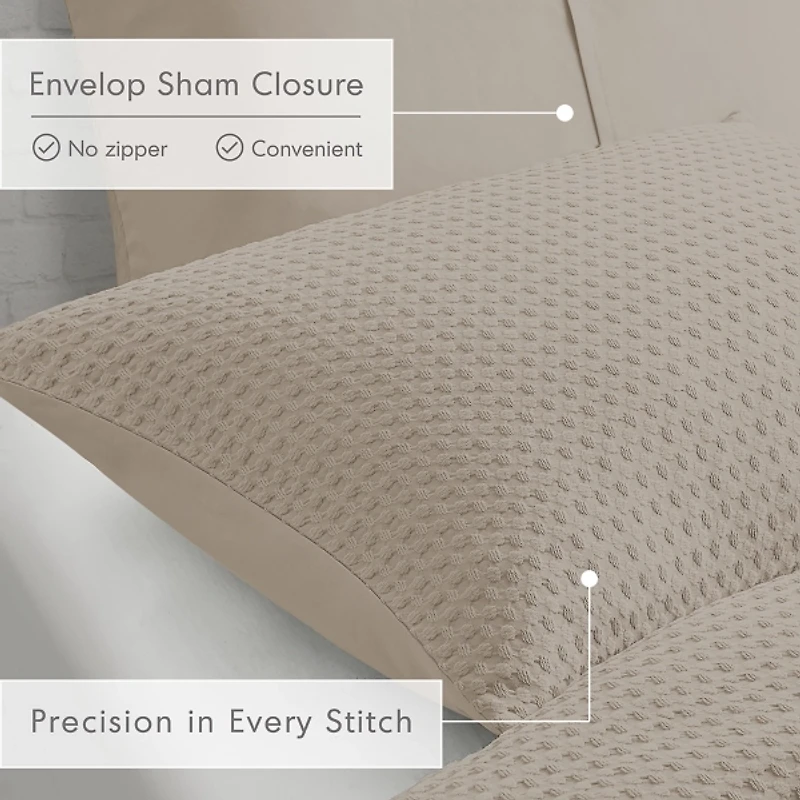 Neutral Waffle Weave Full/Queen Comforter Set