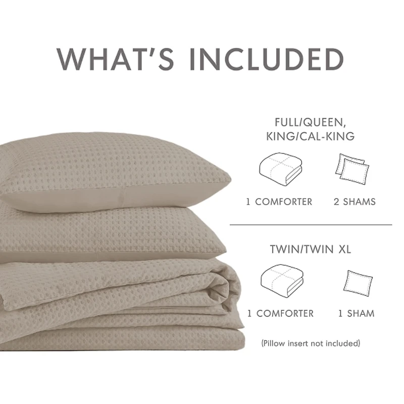 Neutral Waffle Weave Full/Queen Comforter Set