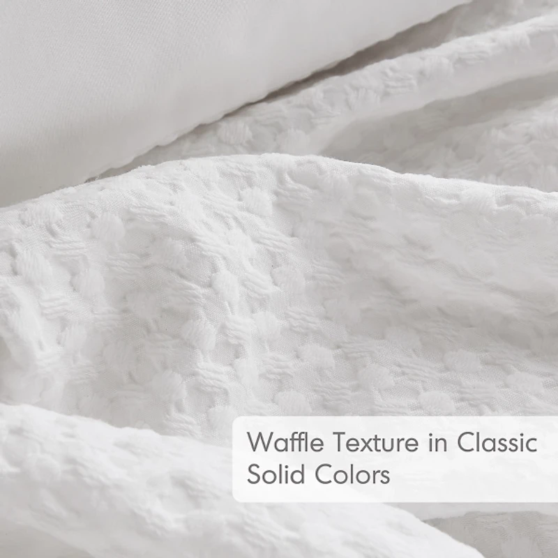 White Waffle King/California King Comforter Set
