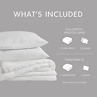 White Waffle King/California King Comforter Set