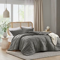 Pleated Grid Queen Comforter Set