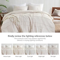 Neutral Pleated Grid Queen Comforter Set