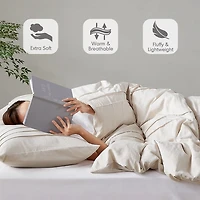 Neutral Pleated Grid King Comforter Set