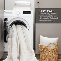 Neutral Pleated Grid King Comforter Set