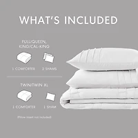 White Pleated Grid Twin/Twin XL Comforter Set