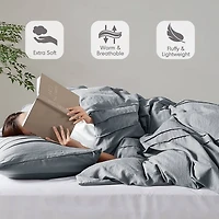 Blue Gray Pleated Grid 3-pc. King Comforter Set