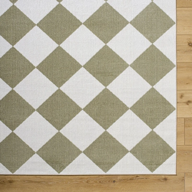 Warm Gray Checkered Area Rug