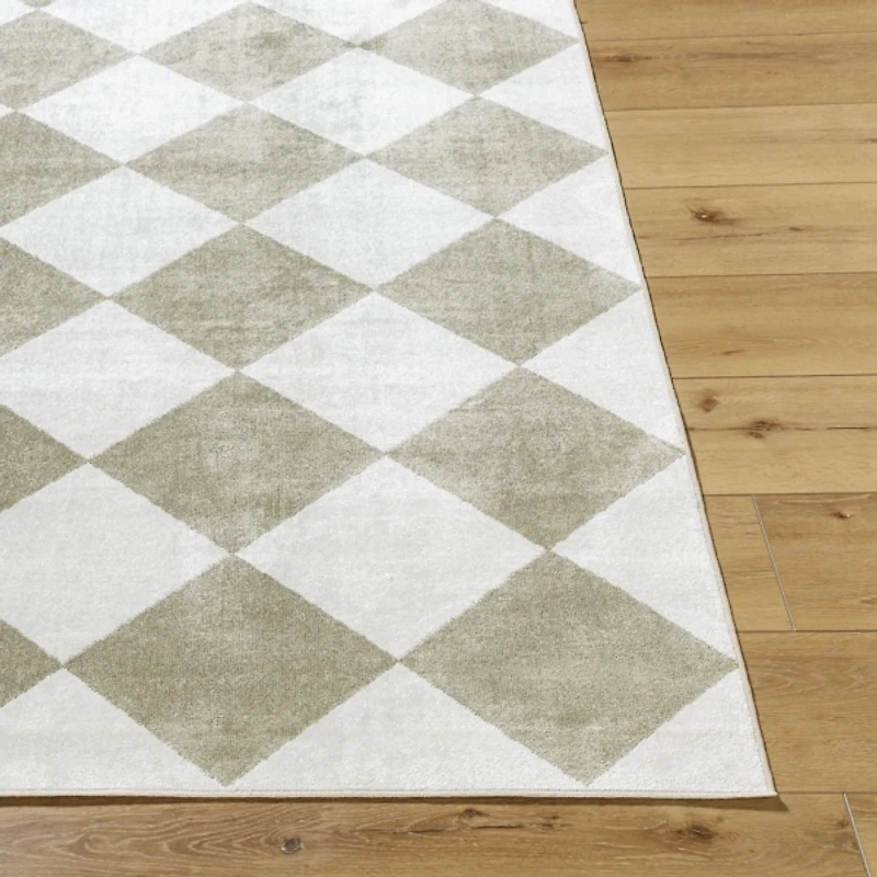 Warm Gray Checkered Area Rug