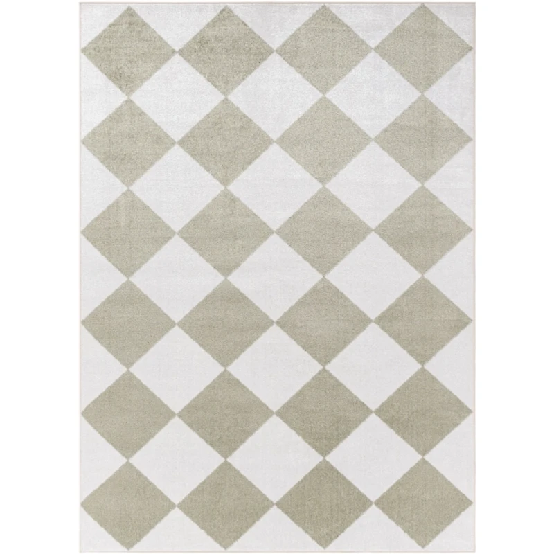 Warm Gray Checkered Area Rug
