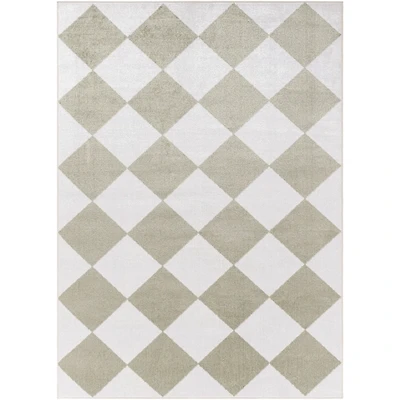 Warm Gray Checkered Area Rug