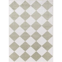 Warm Gray Checkered Area Rug, 6x9