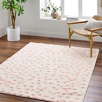 Plush Pink Dotted Area Rug, 5x7