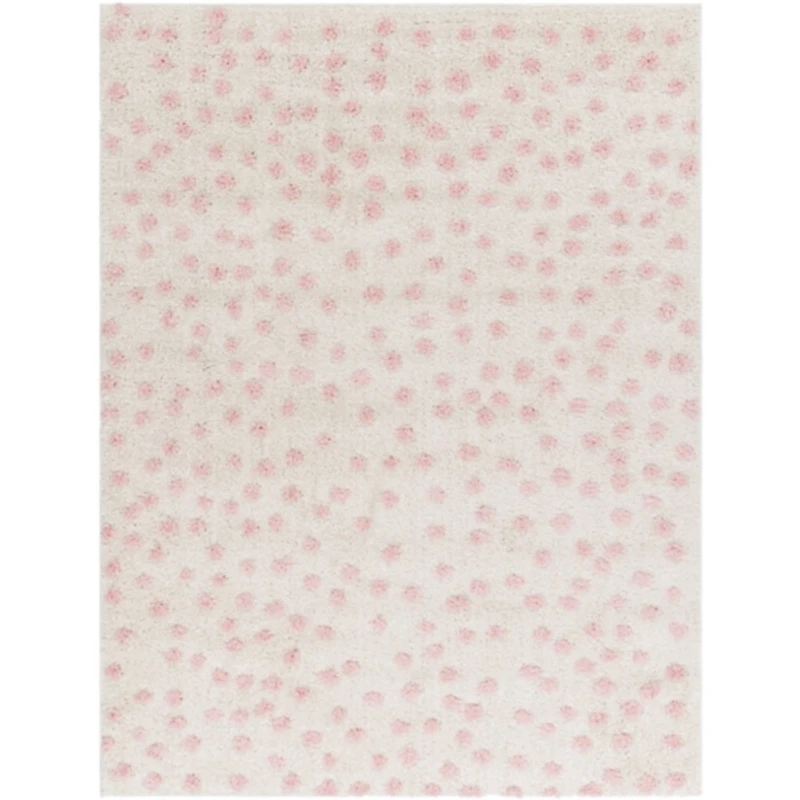 Plush Pink Dotted Area Rug, 5x7
