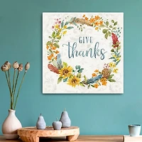 Give Thanks Wreath Canvas Art Print