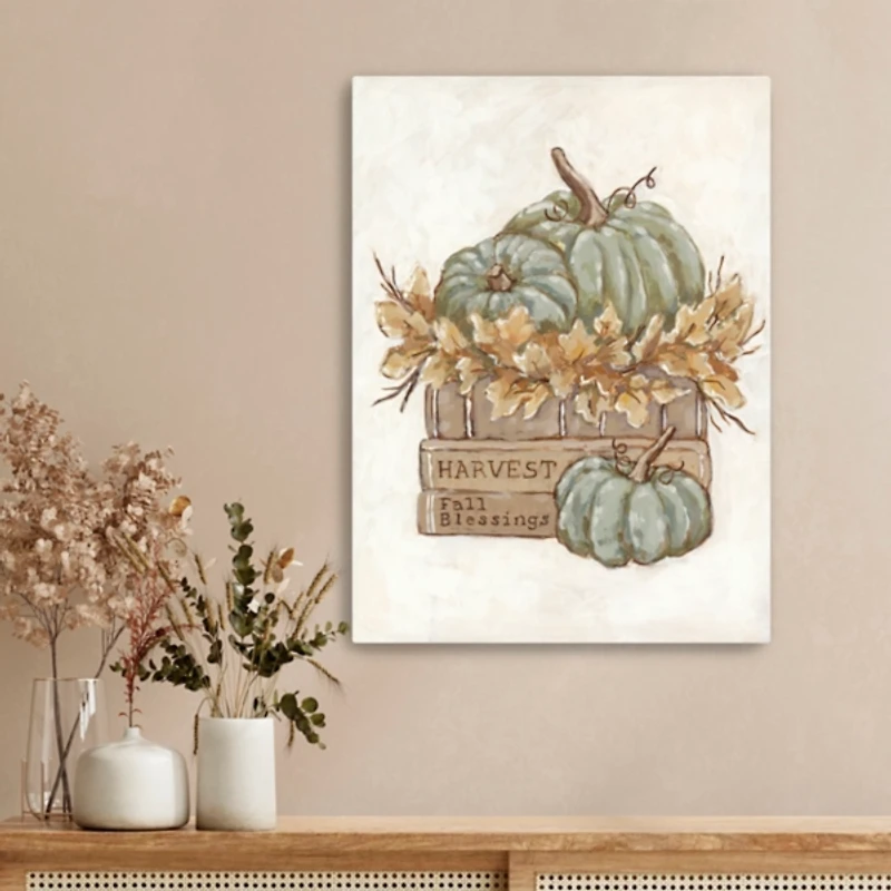 Pumpkin Book Stack Canvas Art Print