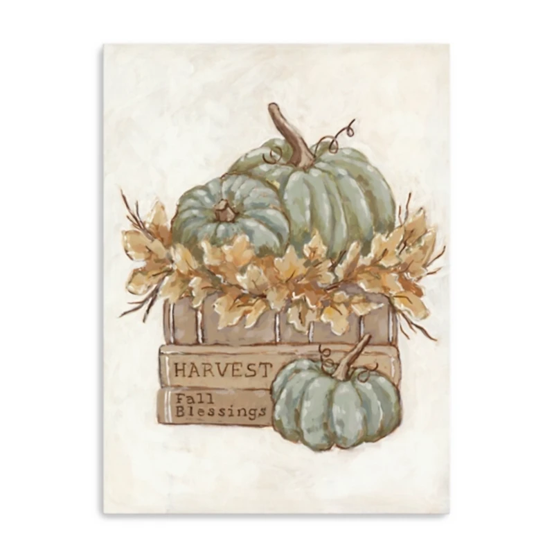 Pumpkin Book Stack Canvas Art Print