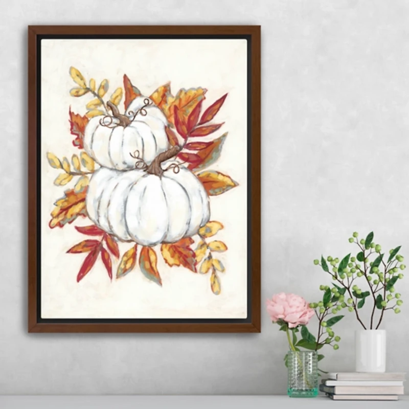 White Pumpkins Framed Canvas Art Print