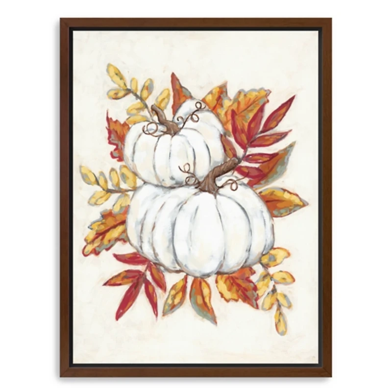 White Pumpkins Framed Canvas Art Print