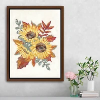Sunflower and Fall Foliage Framed Canvas Art Print