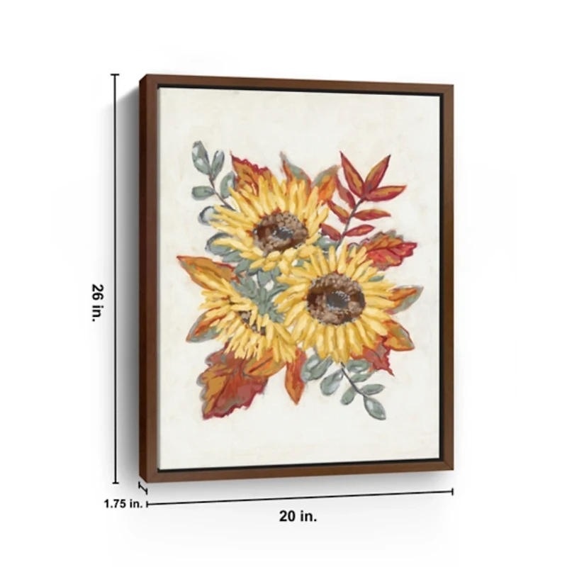 Sunflower and Fall Foliage Framed Canvas Art Print