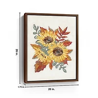 Sunflower and Fall Foliage Framed Canvas Art Print