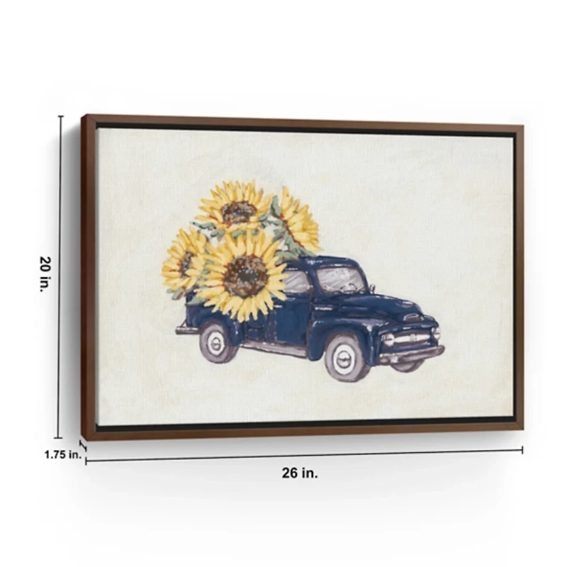 Sunflower Farm Truck Framed Canvas Art Print
