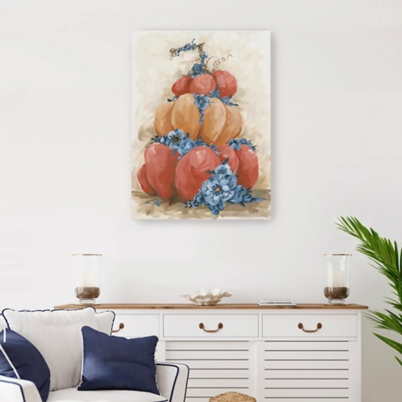 Floral Pumpkin Stack Canvas Art Print