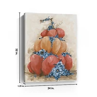 Floral Pumpkin Stack Canvas Art Print