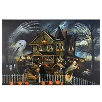 LED Creepy House Halloween Canvas Art Print