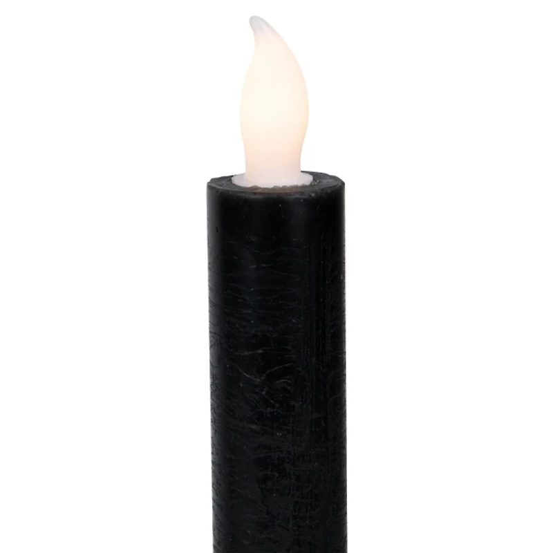Black LED Flickering Taper Candles, Set of 4