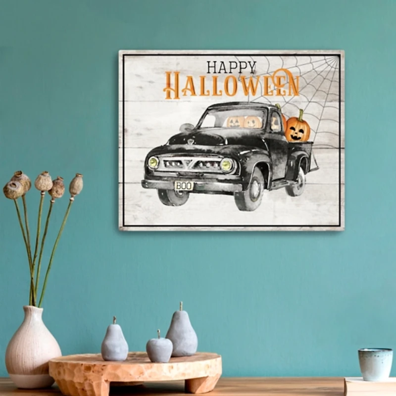 Happy Halloween Truck Canvas Art Print